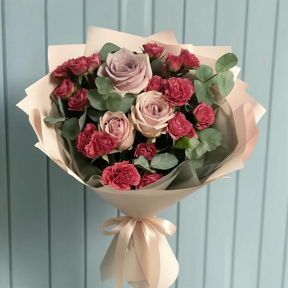 Букет цветов из: Гвоздики и Розы в Самашки