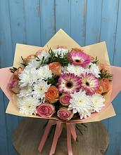 Букет цветов из:  Розы, Герберы и Хризантемы в Самашки