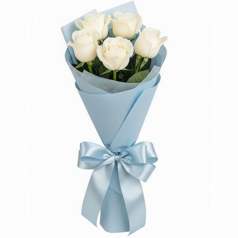 Букет 5 Белых роз Проуд в Самашки