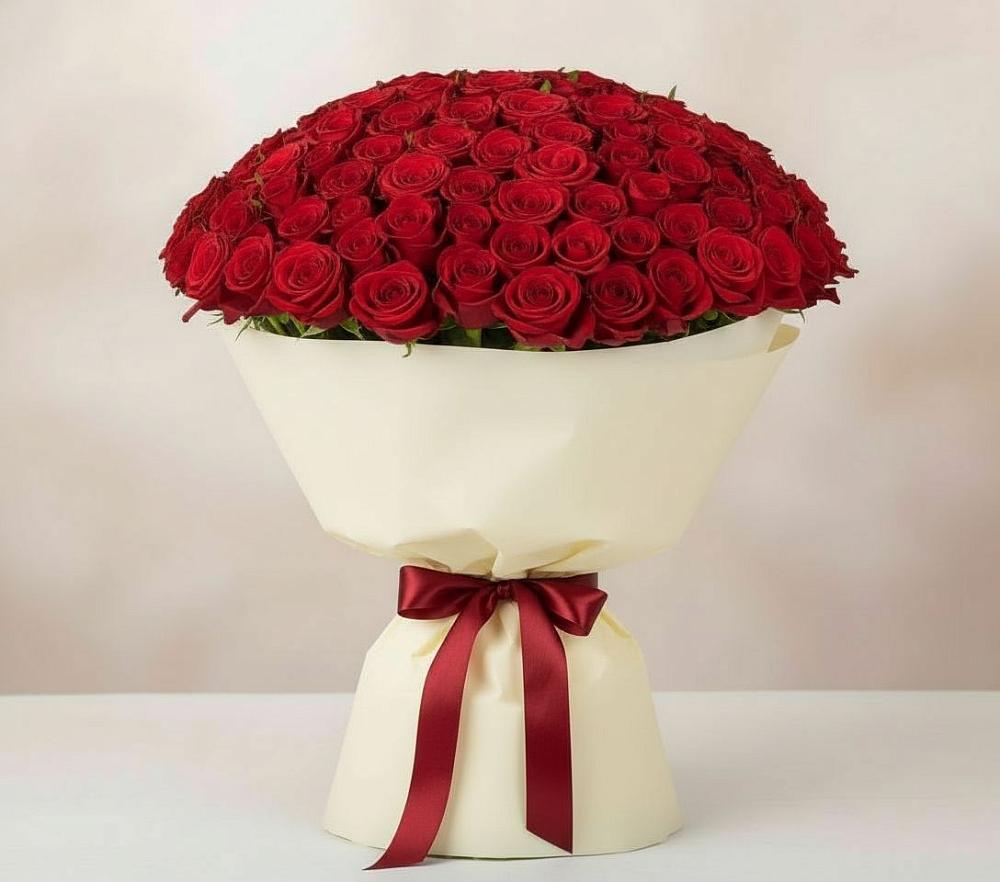 Букет 101 Красная роза Милано в Самашки