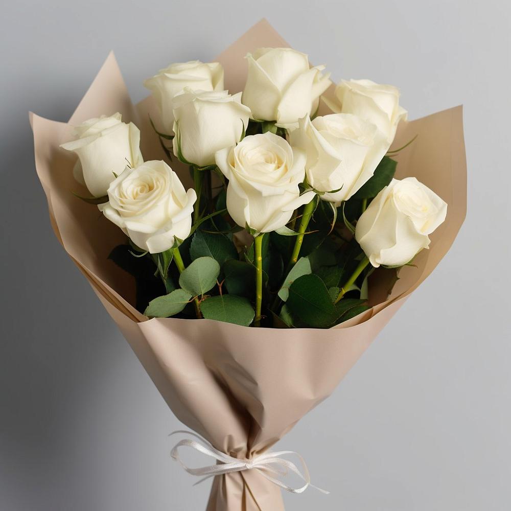 Букет 9 Белых роз Эдлесс Лав в Самашки