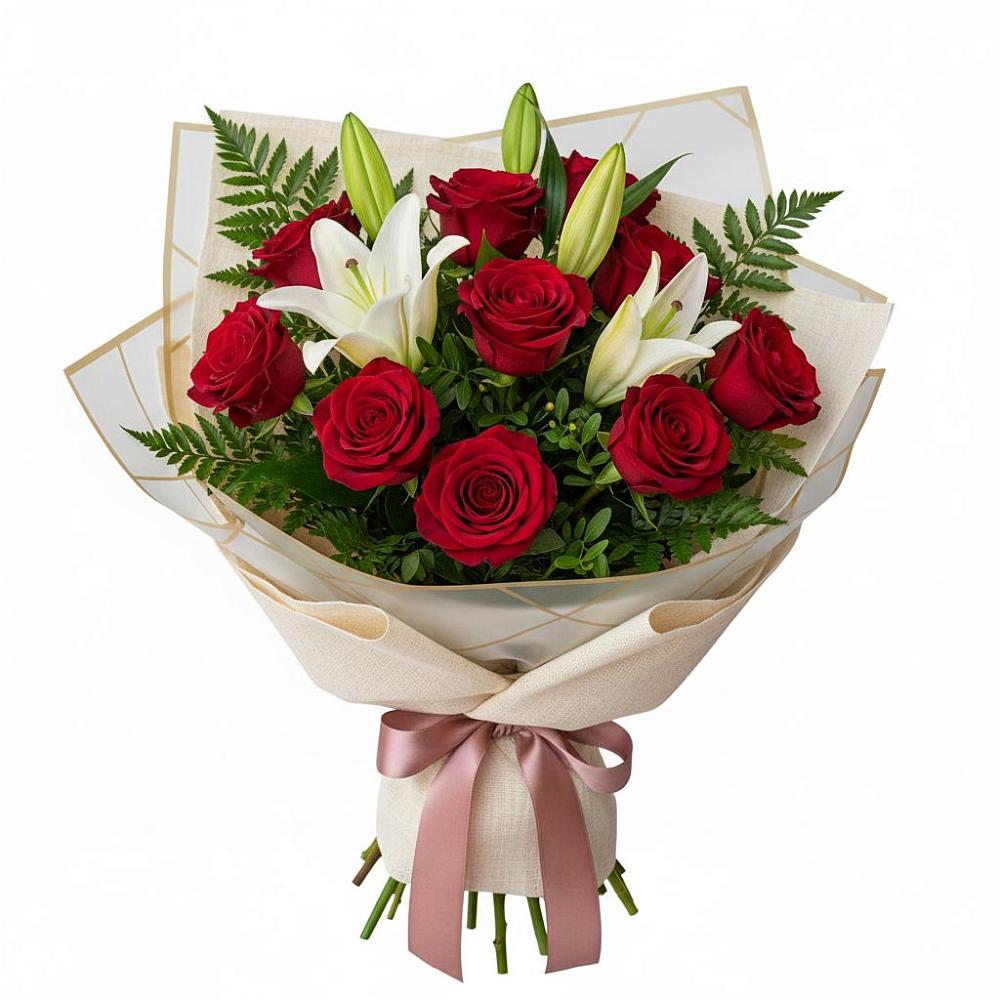 Букет цветов из: Лилии и Розы в Самашки