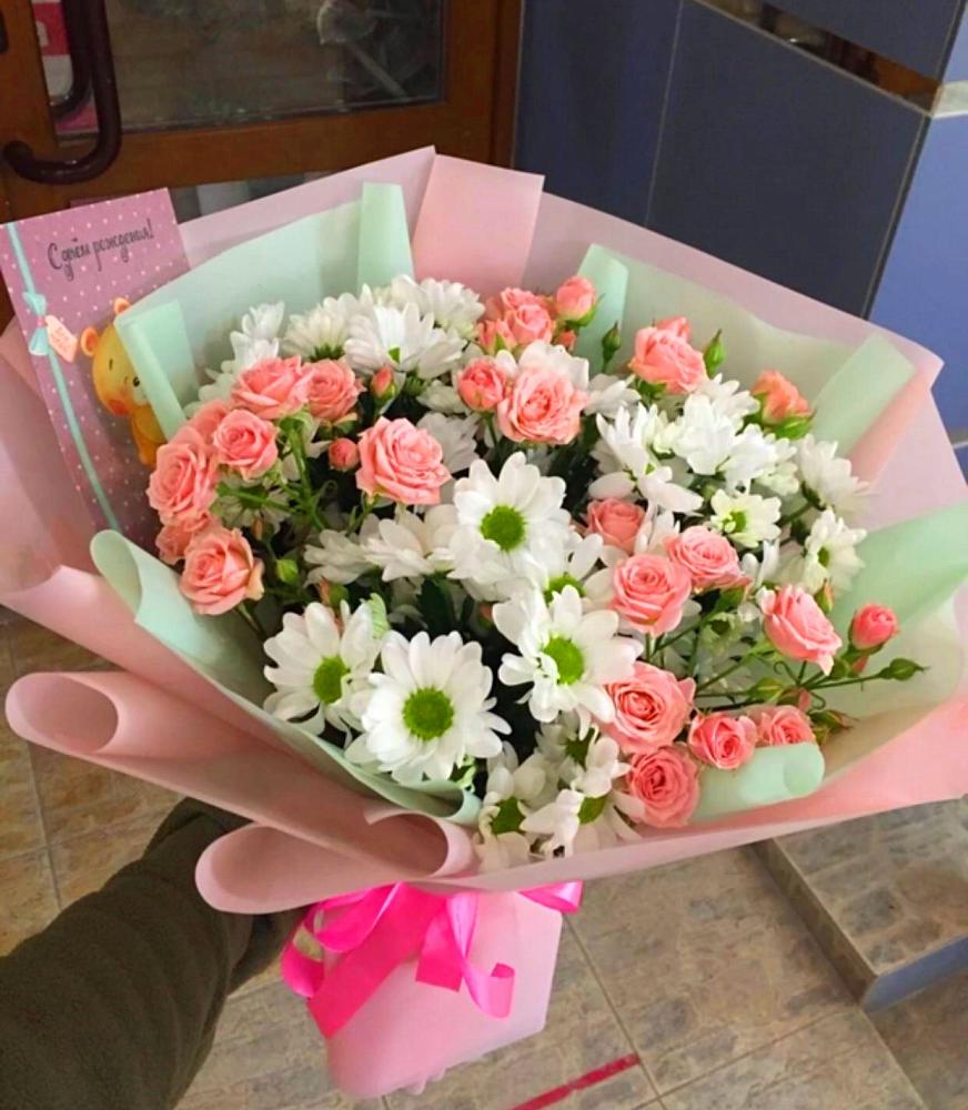 Букет цветов из: Розы и Хризантемы в Самашки