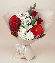Букет цветов из:  Розы, Хризантемы, Герберы и Лилии в Самашки