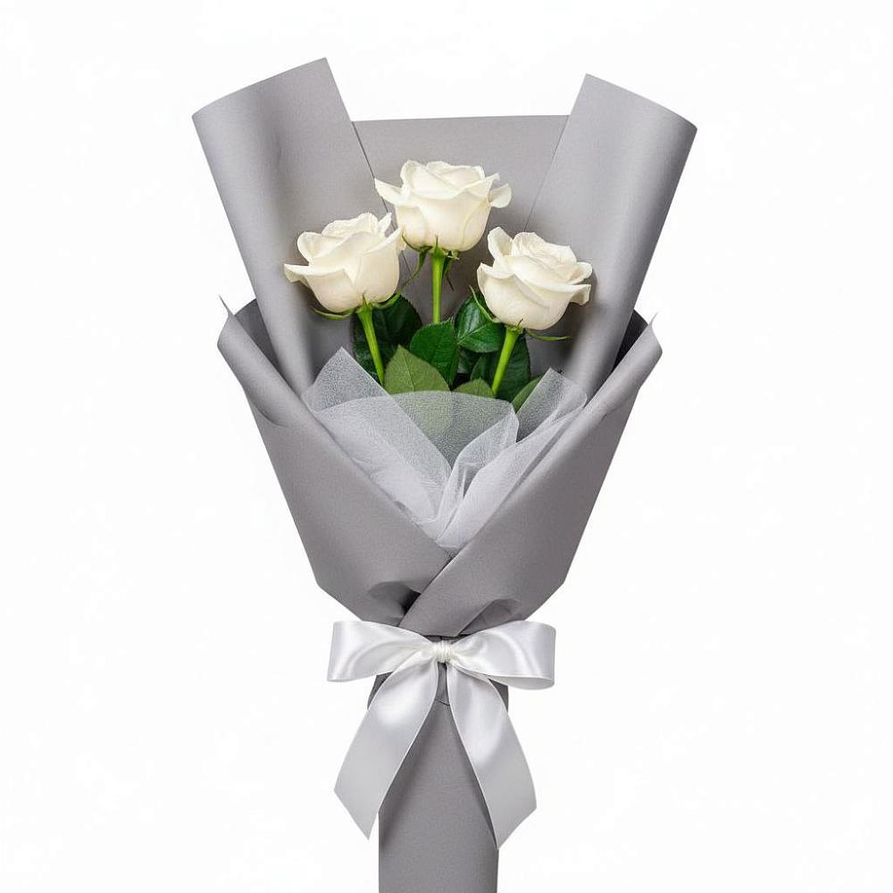 Букет 3 белые розы в Самашки