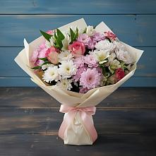 Букет цветов из:  Хризантемы, Альстромерии и Розы в Самашки