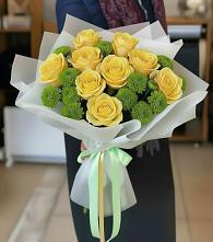 Букет цветов из:  Хризантемы и Розы в Самашки