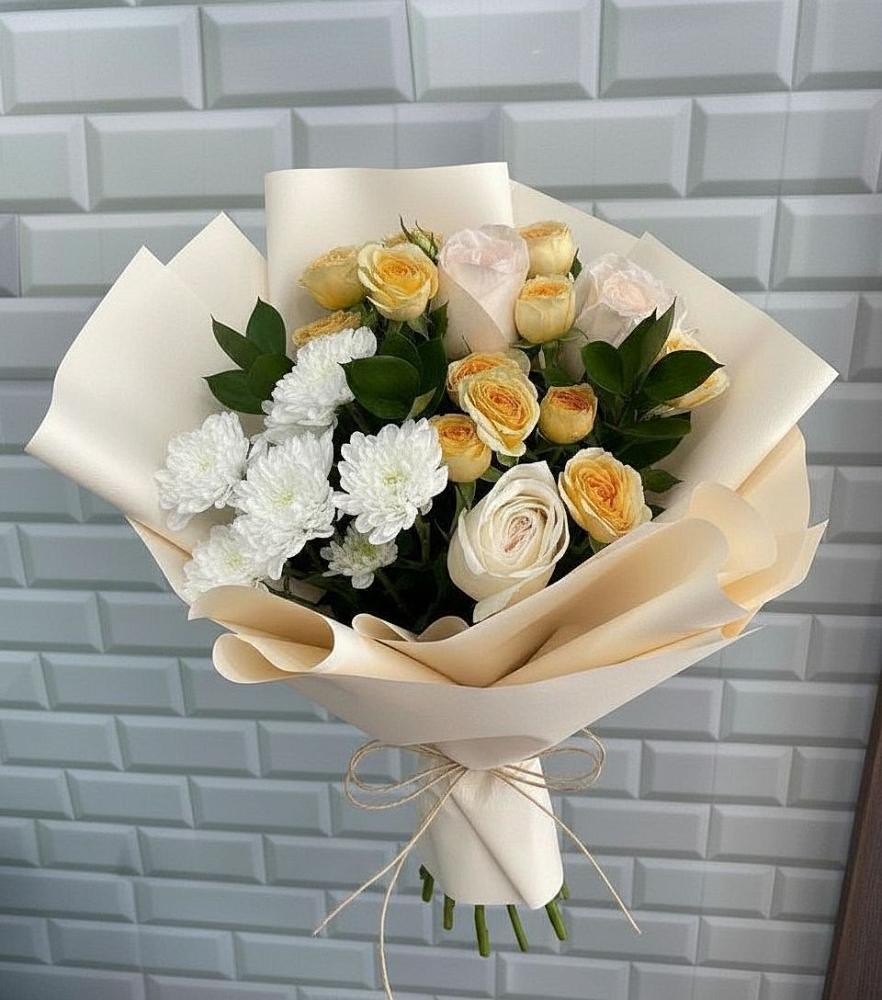 Букет цветов из: Розы и Хризантемы в Самашки