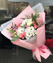 Букет цветов из:  Розы, Лизиантусы и Хризантемы в Самашки