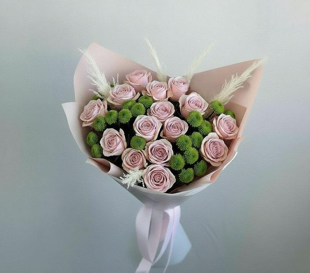 Букет цветов из: Розы и Хризантемы в Самашки