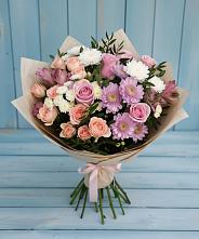 Букет цветов из:  Хризантемы, Розы и Альстромерии в Самашки