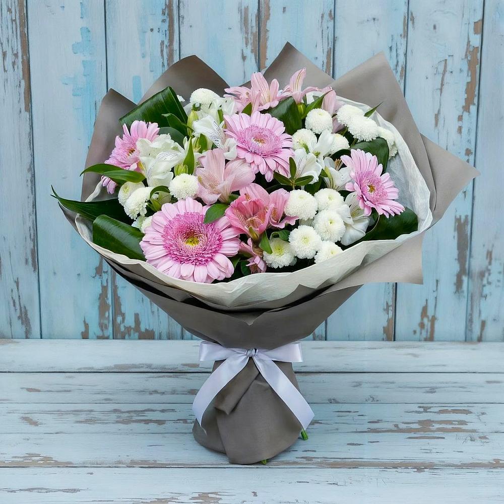Букет цветов из: Герберы, Альстромерии и Хризантемы в Самашки
