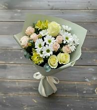 Букет цветов из:  Альстромерии, Розы и Хризантемы в Самашки