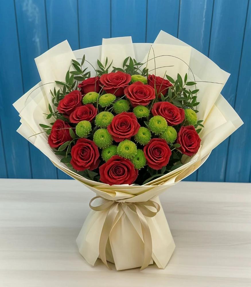 Букет цветов из: Розы и Хризантемы в Самашки